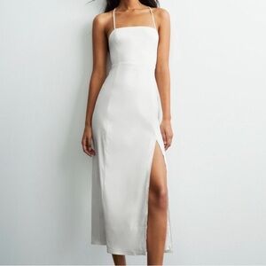 Zara Linen Backless lace up White Dress